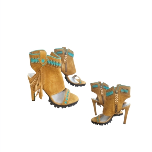 Donald J. Pliner Shoes - Rare Donald Pliner Lisa Signature Inux Boho Bohemian Native Fringe Stiletto 8